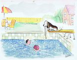 Fred basset on a diving board Image.